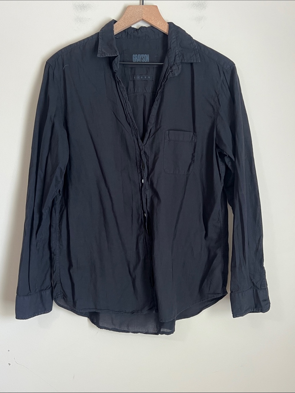 Grayson The Hero Button Down Shirt Black Womens 2 or Small Frank & Eileen